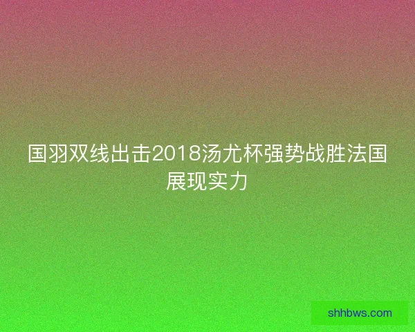 国羽双线出击2018汤尤杯强势战胜法国展现实力
