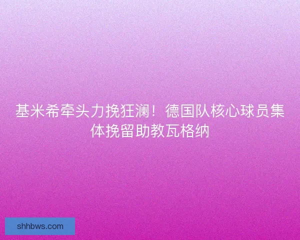 基米希牵头力挽狂澜！德国队核心球员集体挽留助教瓦格纳